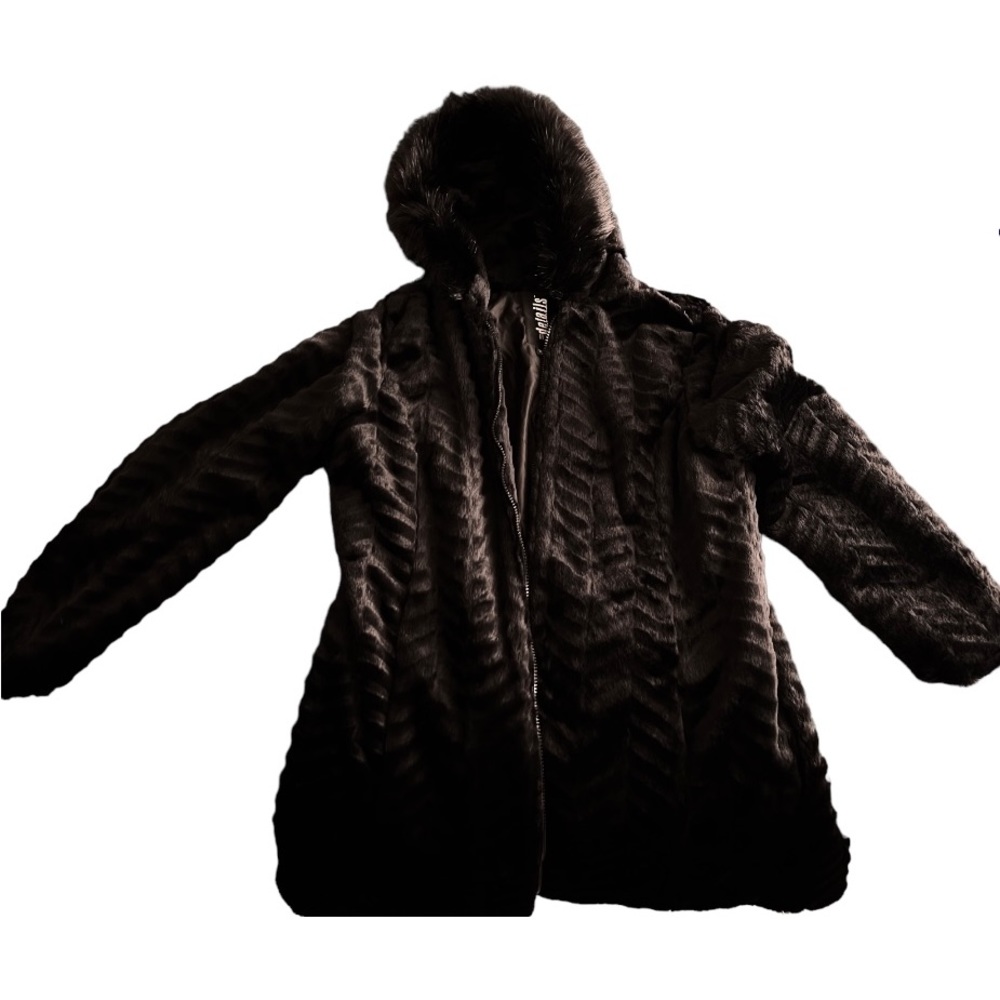 Classy black fuzzy winter jacket size large